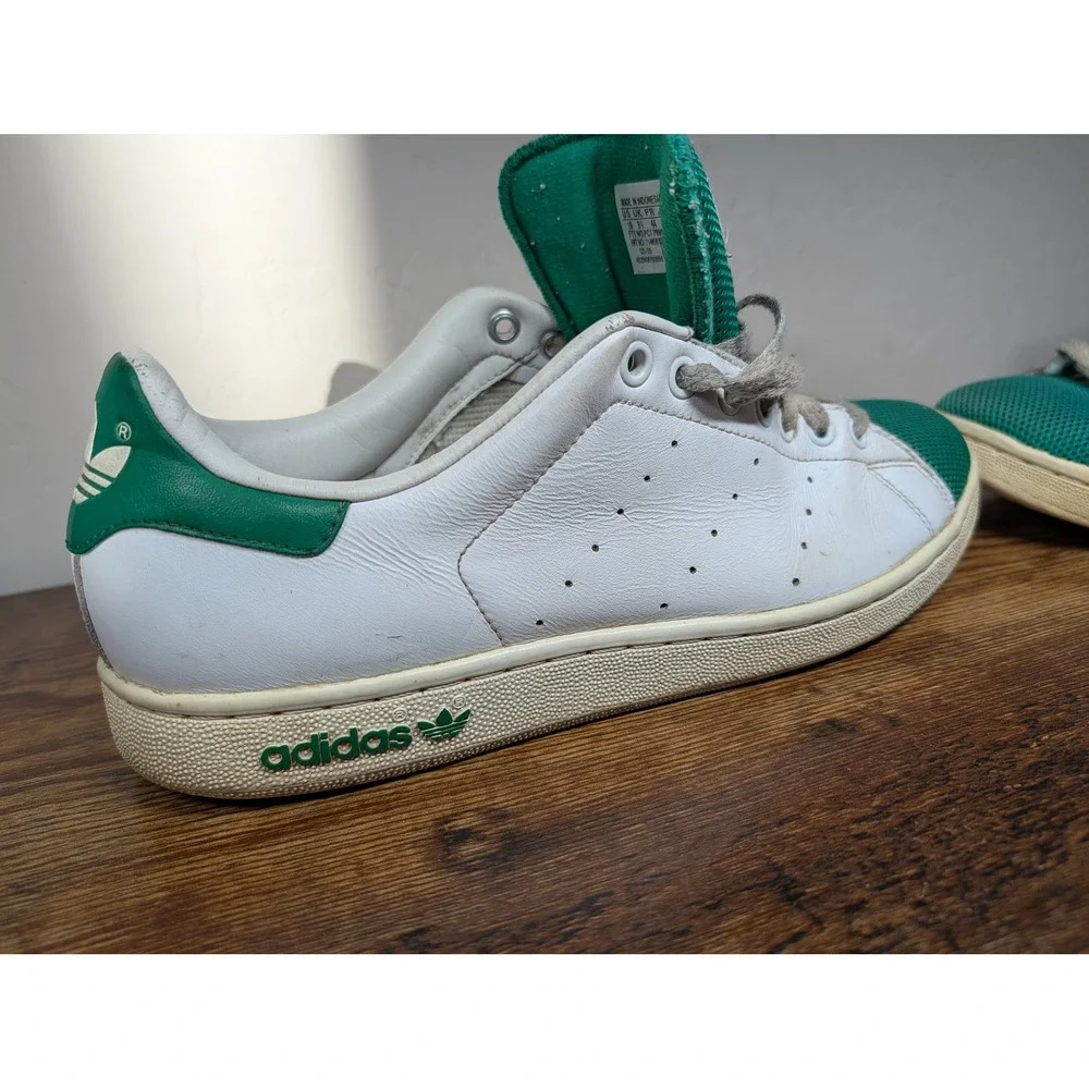 Adidas Stan Smith White Green Mesh Toe Low Top Sneakers Mens 10